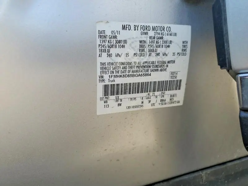 2011 FORD EXPLORER XLT  