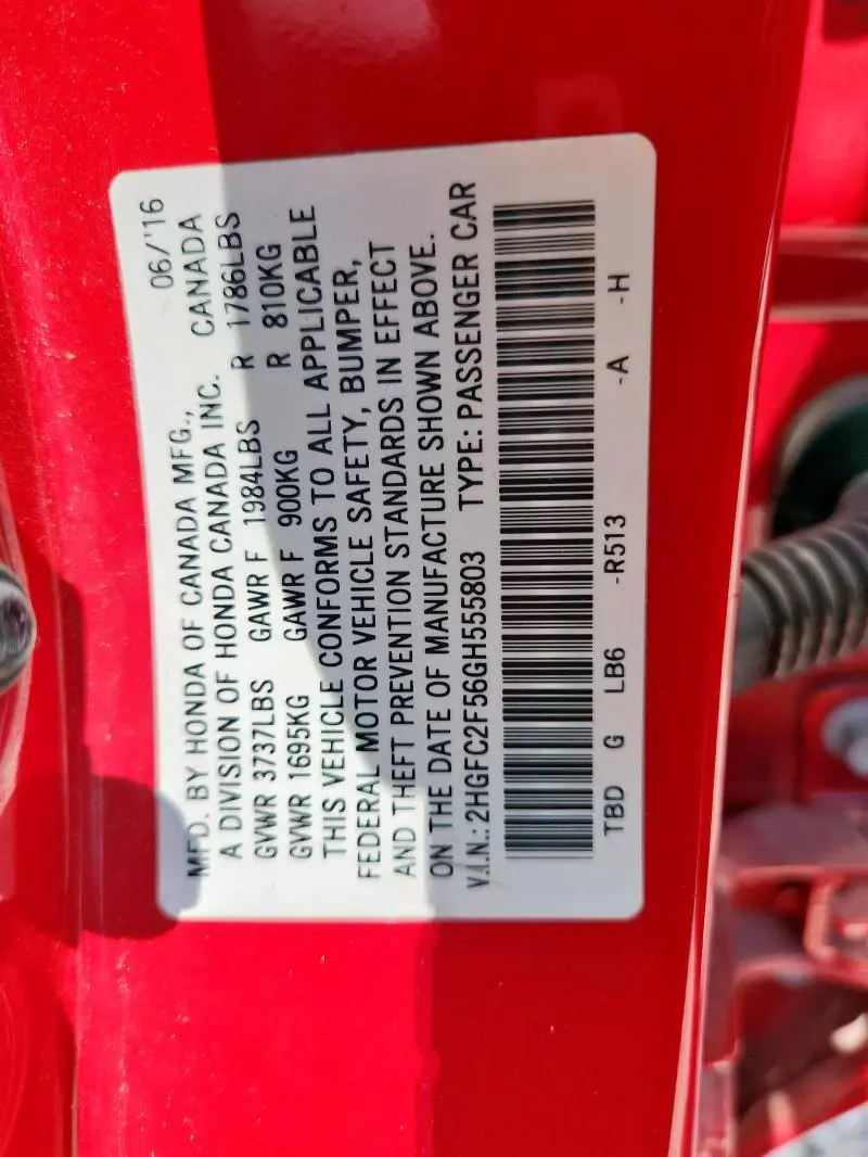 2016 HONDA CIVIC LX  