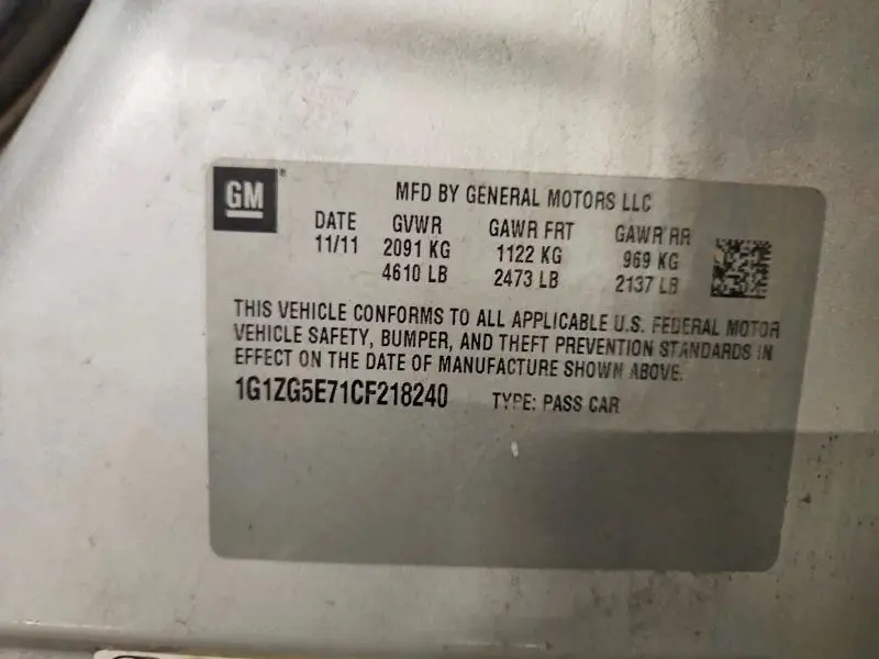 2012 CHEVROLET MALIBU LTZ  