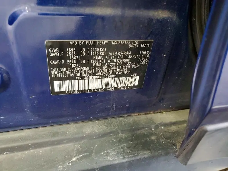 2016 SUBARU OUTBACK 2.5I LIMITED  