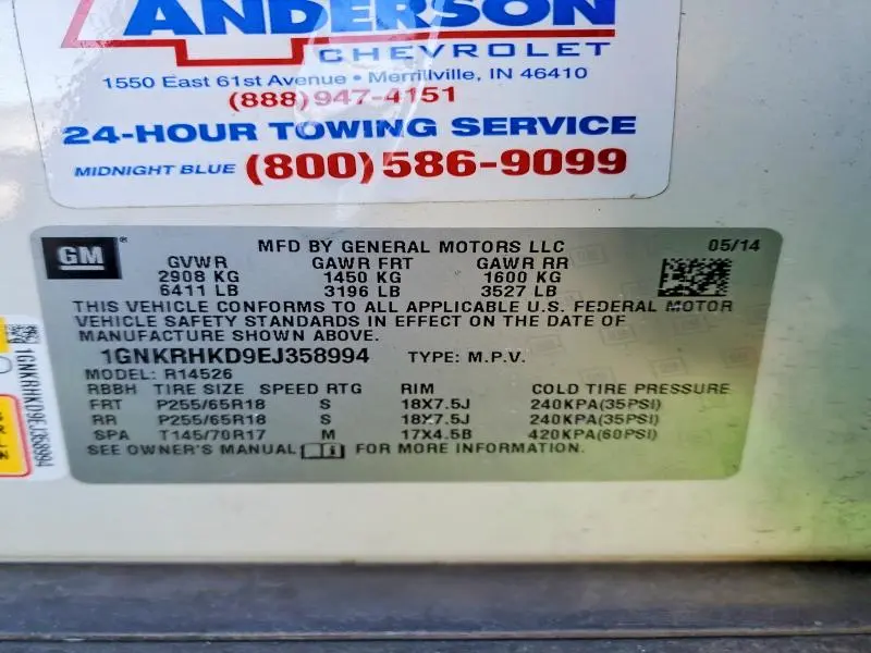 2014 CHEVROLET TRAVERSE LT  