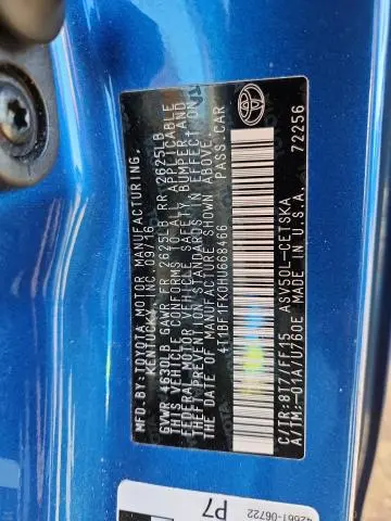 2017 TOYOTA CAMRY LE  