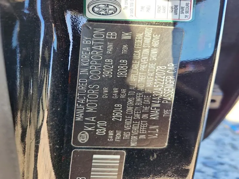 2010 KIA FORTE SX  