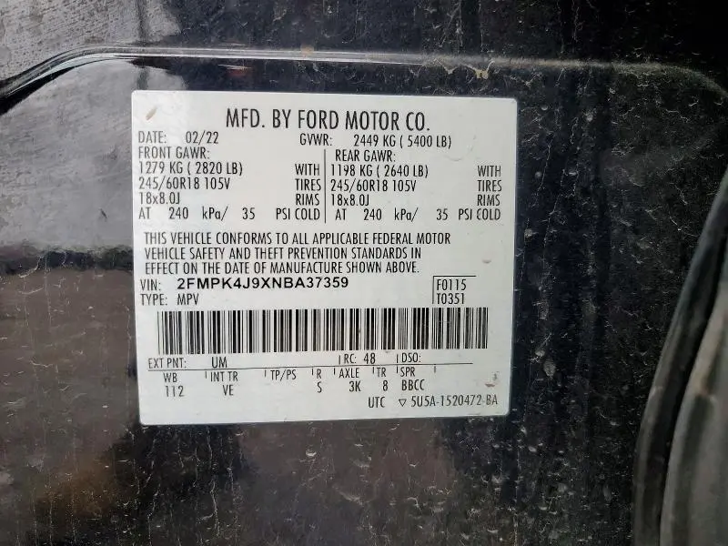 2022 FORD EDGE SEL  