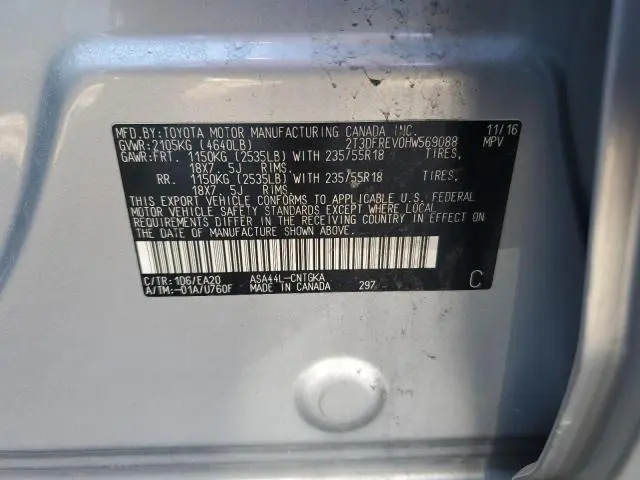 2017 TOYOTA RAV4 LIMITED  