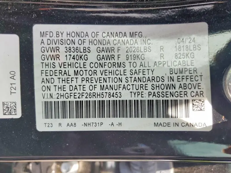2024 HONDA CIVIC LX  