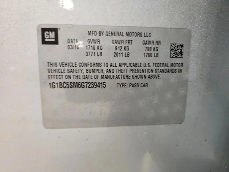 2016 CHEVROLET CRUZE LS  