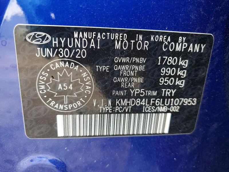 2020 HYUNDAI ELANTRA SEL  