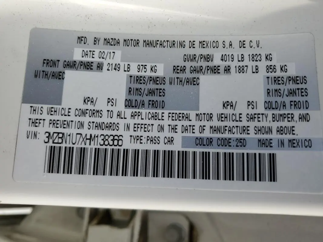 2017 MAZDA 3 SPORT  
