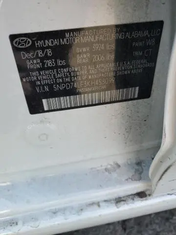 2019 HYUNDAI ELANTRA SE  