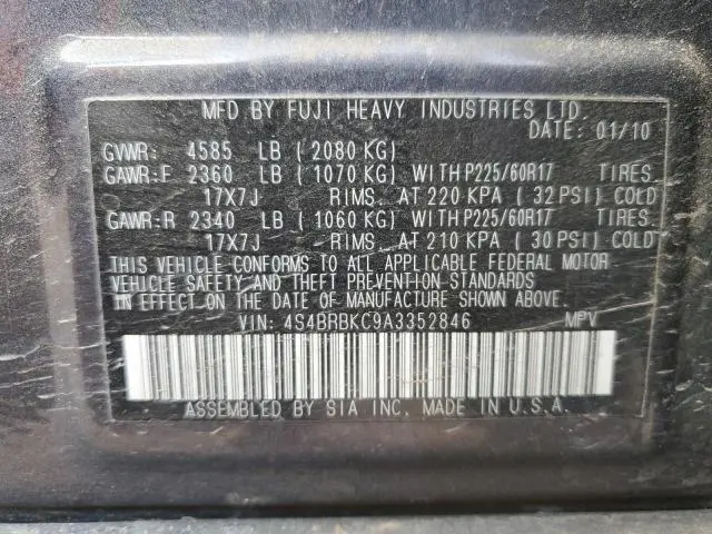 2010 SUBARU OUTBACK 2.5I LIMITED  