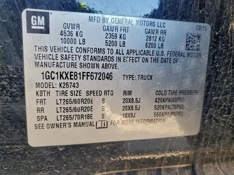 2015 CHEVROLET SILVERADO K2500 HIGH COUNTRY  