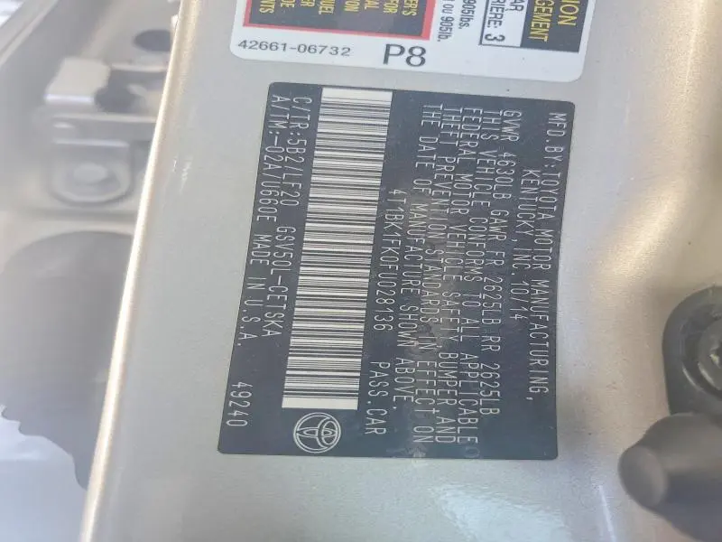 2015 TOYOTA CAMRY XSE V6  