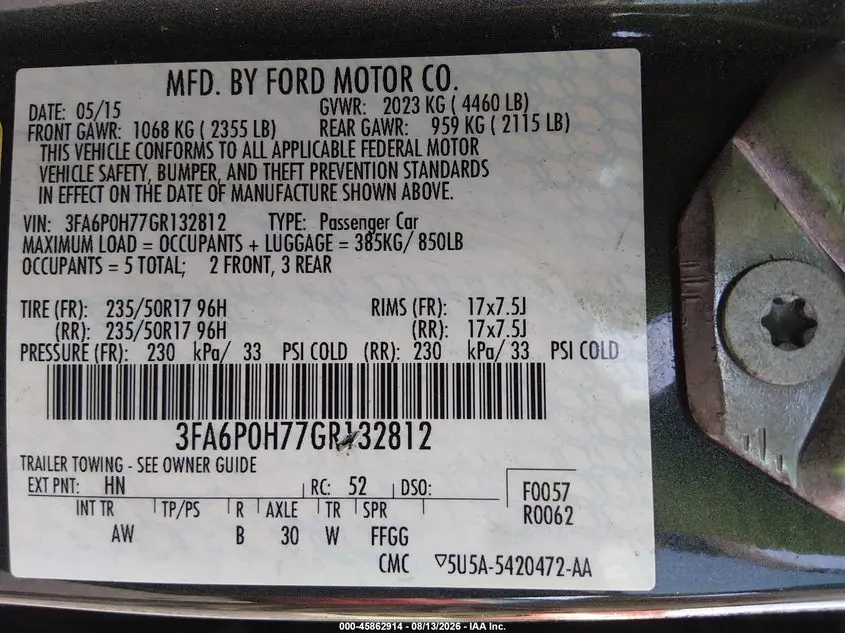 2016 FORD FUSION SE