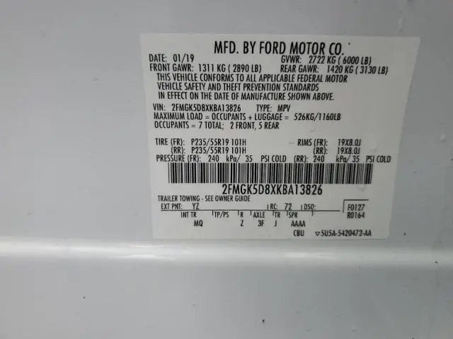 2019 FORD FLEX LIMITED  