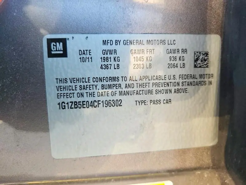 2012 CHEVROLET MALIBU LS  