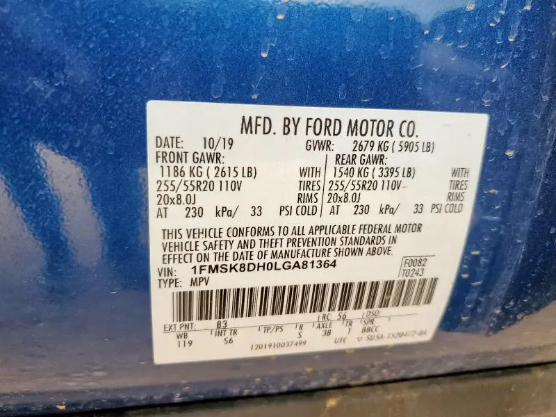 2020 FORD EXPLORER XLT  