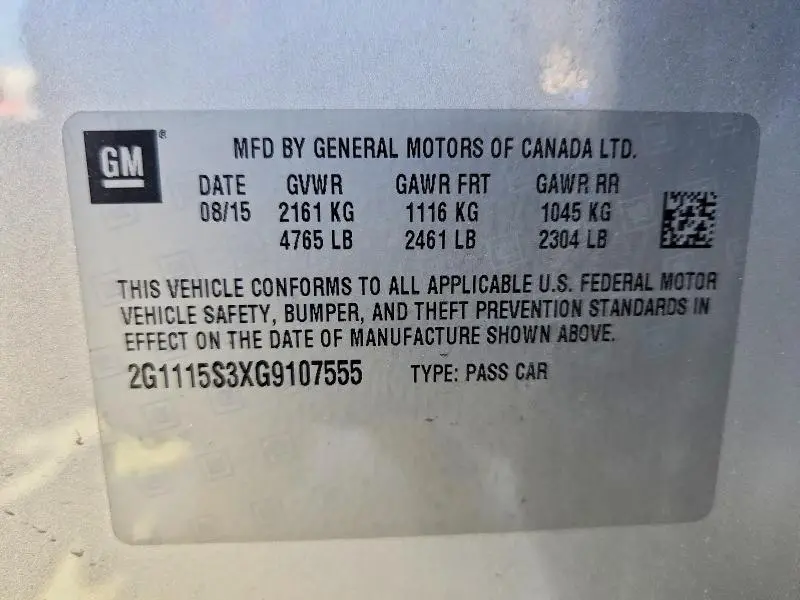 2016 CHEVROLET IMPALA LT  