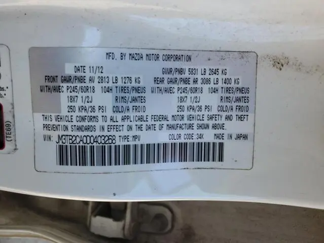 2013 MAZDA CX-9 TOURING  