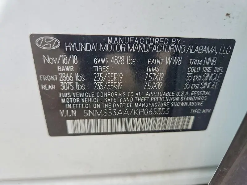 2019 HYUNDAI SANTA FE ULTIMATE 2.0T  
