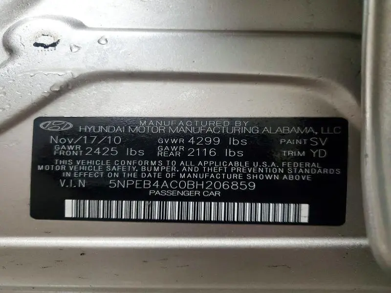 2011 HYUNDAI SONATA GLS  