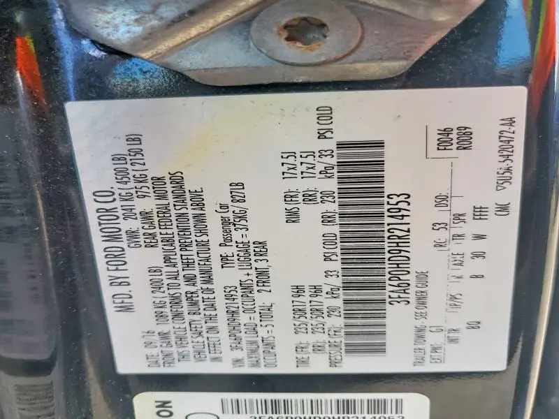2017 FORD FUSION SE  