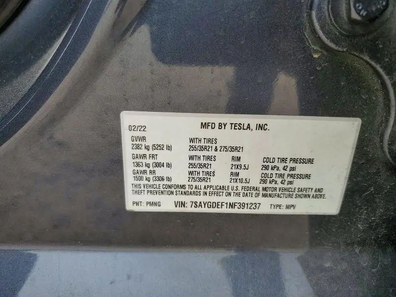 2022 TESLA MODEL Y   