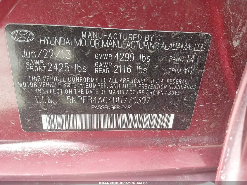 2013 HYUNDAI SONATA GLS