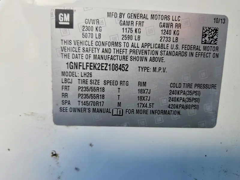 2014 CHEVROLET EQUINOX LT  