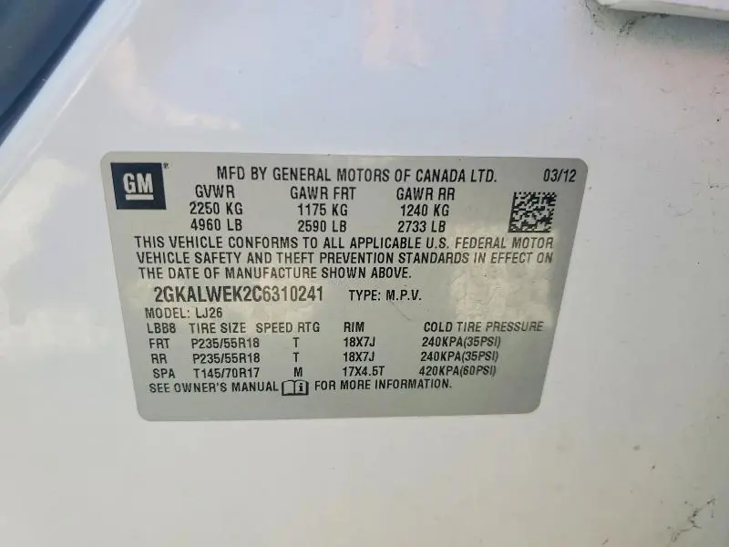 2012 GMC TERRAIN SLT  