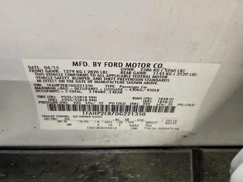 2013 FORD TAURUS SEL  