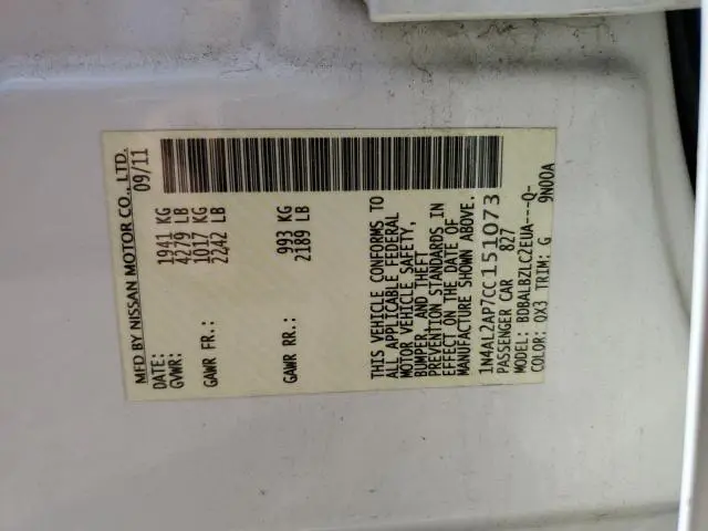 2012 NISSAN ALTIMA BASE  