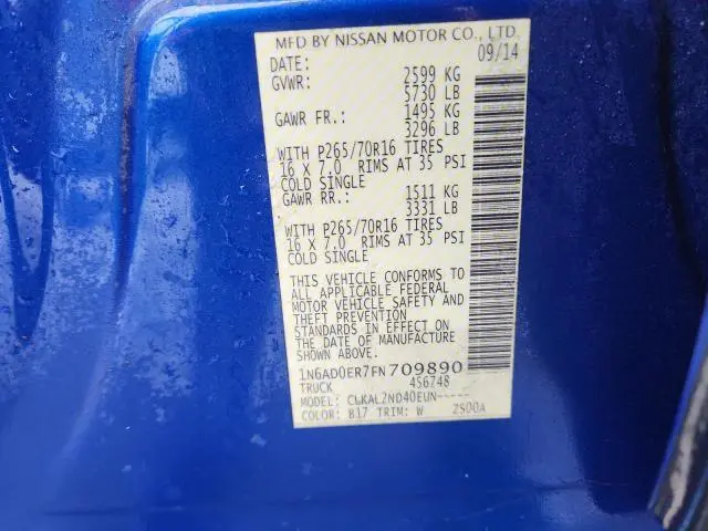 2015 NISSAN FRONTIER S  