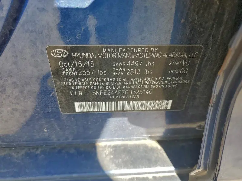 2016 HYUNDAI SONATA SE  