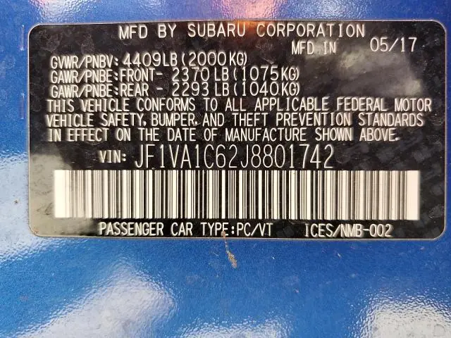 2018 SUBARU WRX PREMIUM  