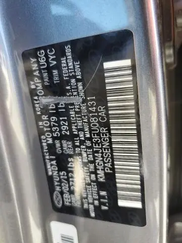 2015 HYUNDAI GENESIS 3.8L  