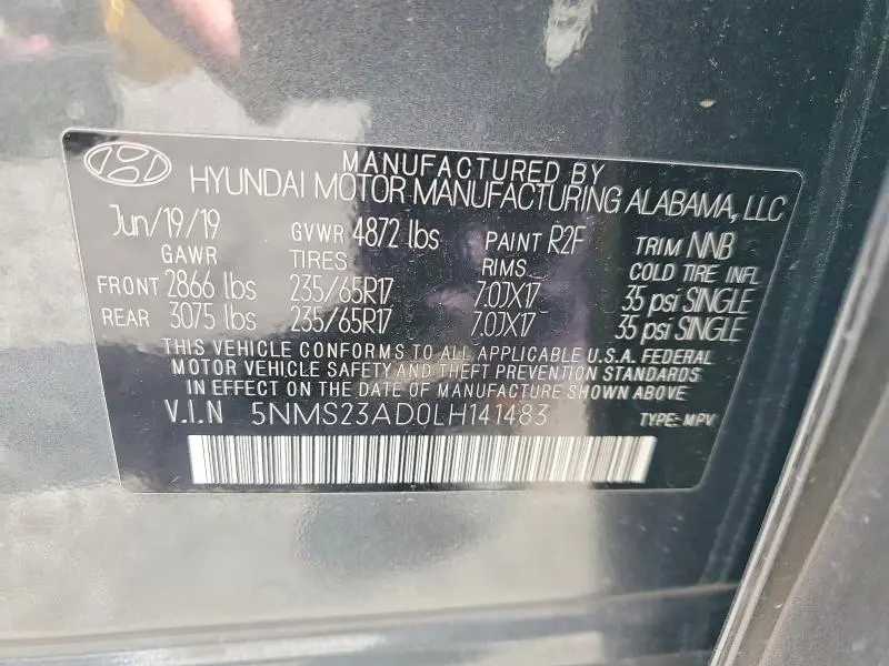 2020 HYUNDAI SANTA FE SE  