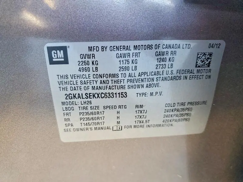 2012 GMC TERRAIN SLE  