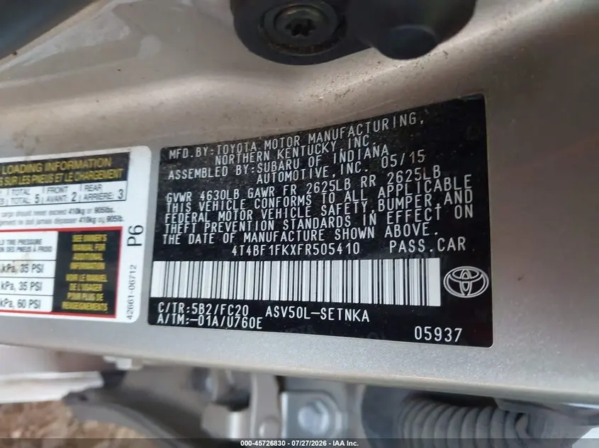 2015 TOYOTA CAMRY LE