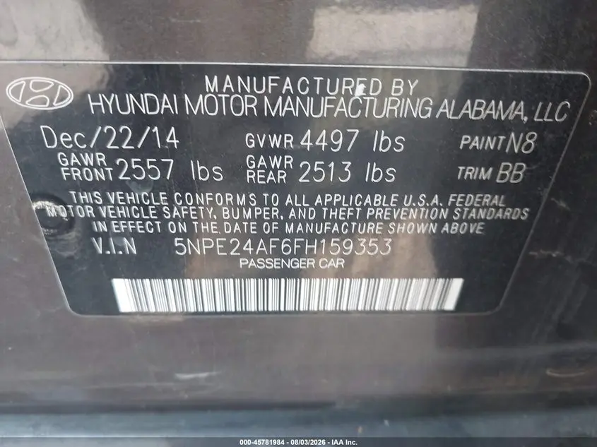 2015 HYUNDAI SONATA SE