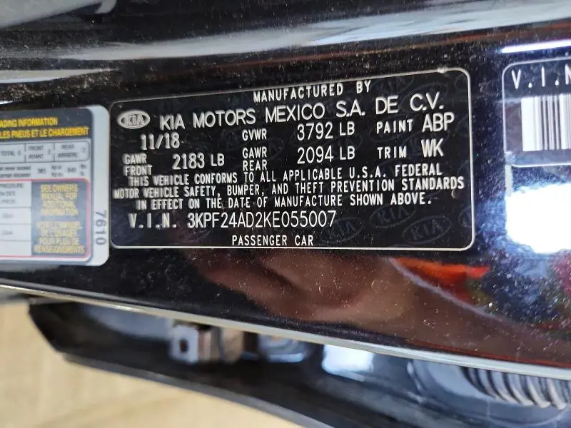 2019 KIA FORTE LXS  