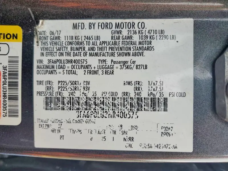 2017 FORD FUSION SE HYBRID  