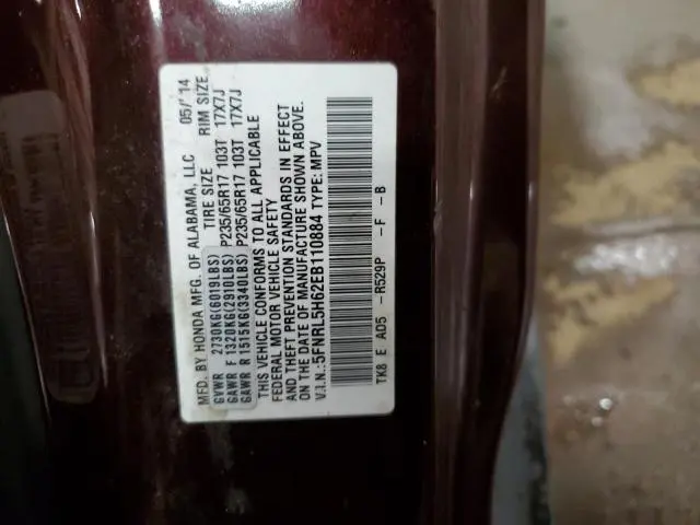 2014 HONDA ODYSSEY EXL  