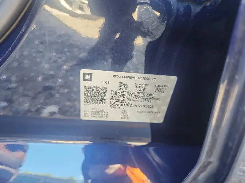 2019 CHEVROLET TAHOE K1500 LT  