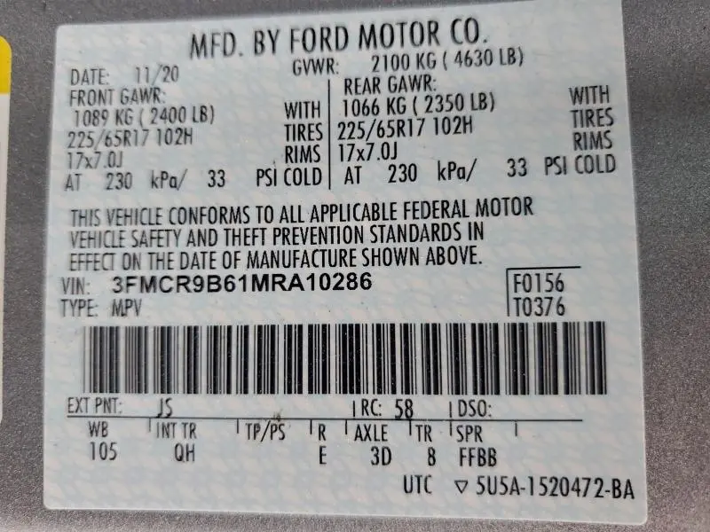 2021 FORD BRONCO SPORT BIG BEND  