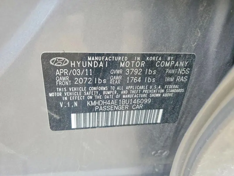 2011 HYUNDAI ELANTRA LIMITED  