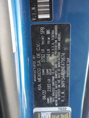 2022 KIA FORTE GT LINE  