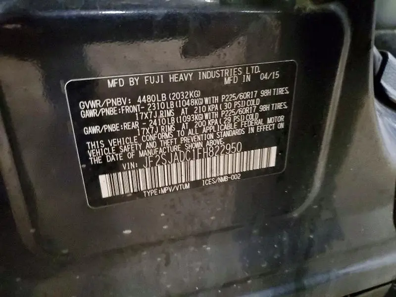 2015 SUBARU FORESTER 2.5I PREMIUM  