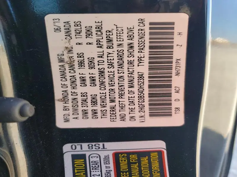 2013 HONDA CIVIC LX  