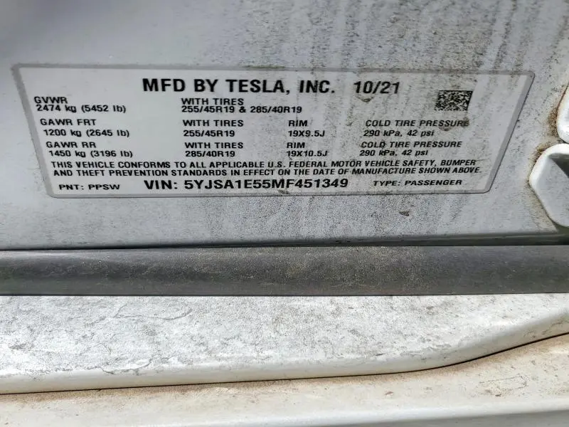 2021 TESLA MODEL S   